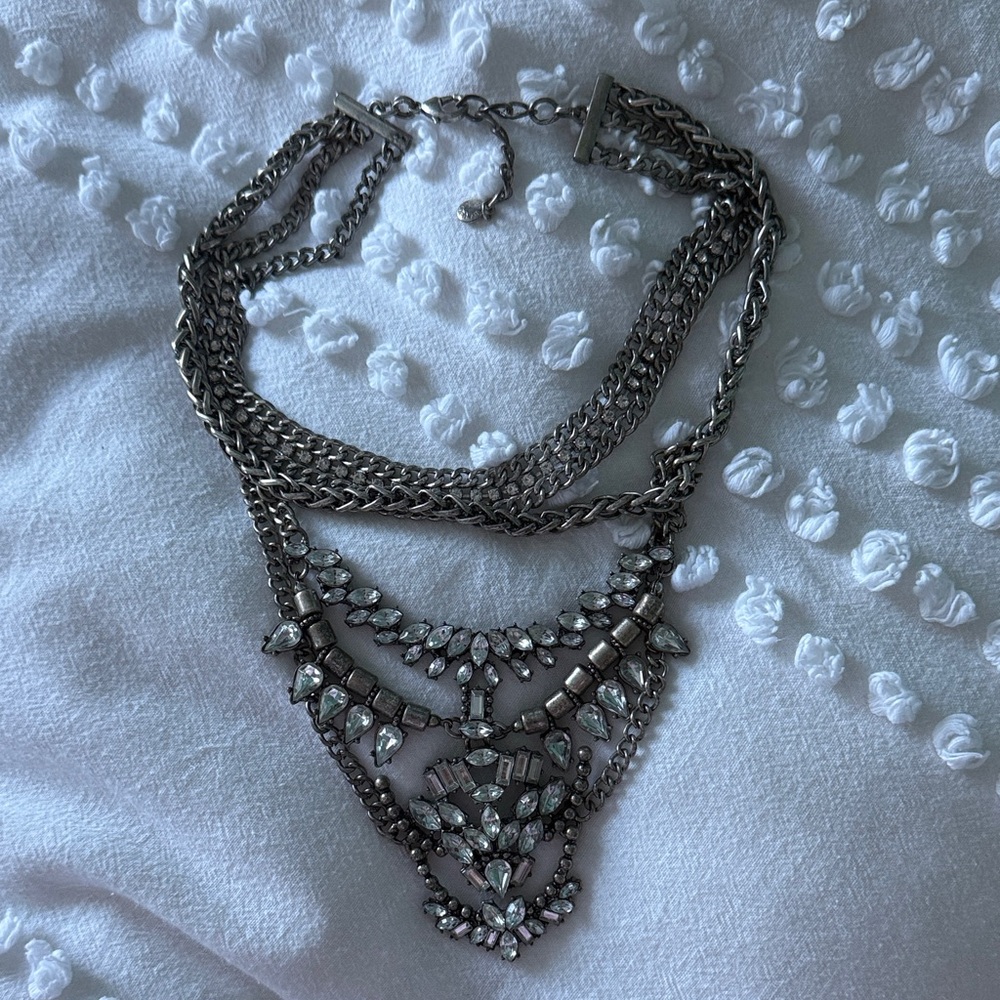 BaubleBar Silver Crystal Necklace
